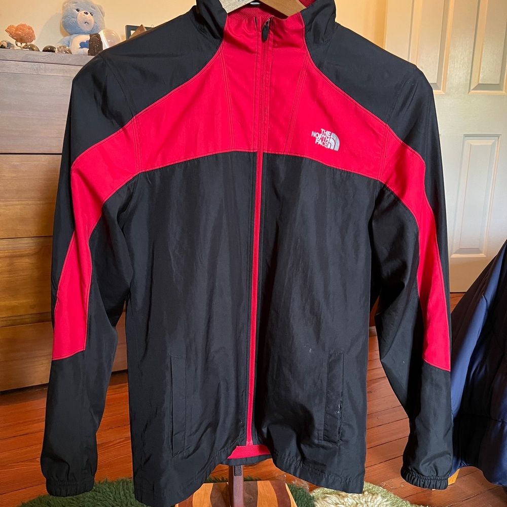 North Face Black & Red Windbreaker, Small